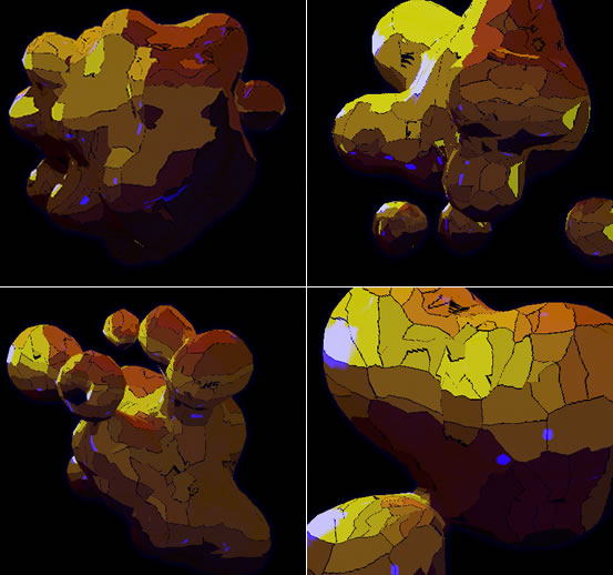 voronoi diagram textured metaballs